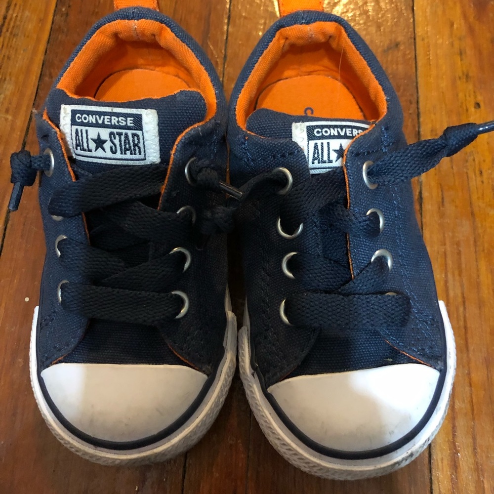 Blue and orange converse